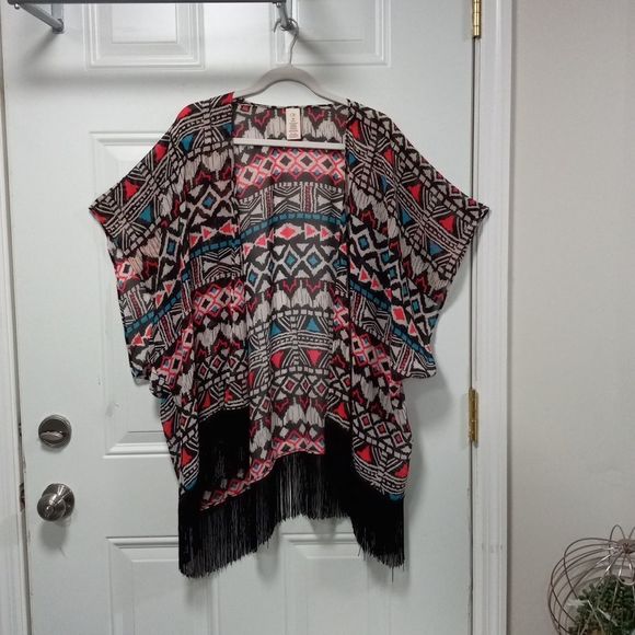OP Tops - OP Swim Beach 1 Tassel Cape Tribal Print M-L